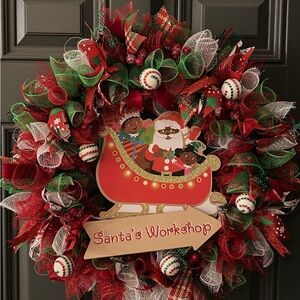 Festive Santa's Workshop Holiday Wreath